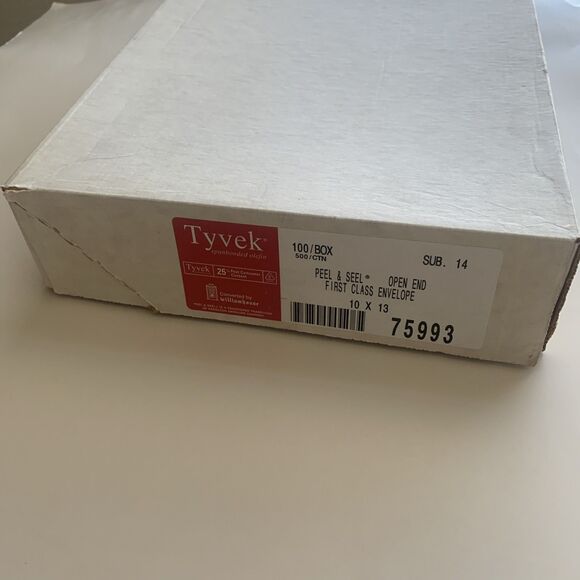 Tyvek USPS First Class Mailer, 10 x 13, White, 100 pcs, peel and seal - Picture 1 of 3